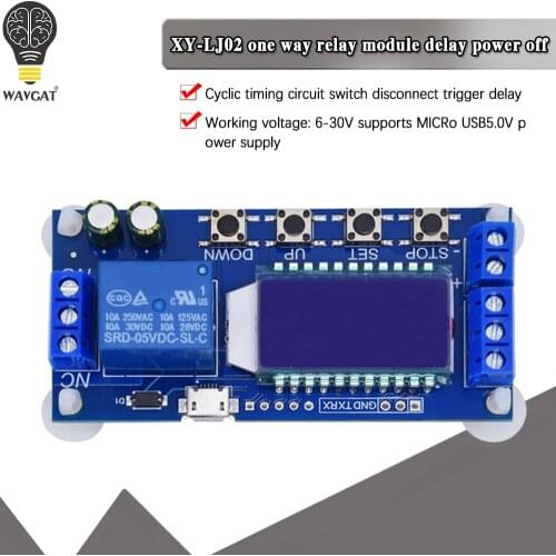 WAVGAT Micro USB Digital LCD Display Time Delay Relay Module DC 6-30V Control Multifunction Timer Switch Trigger Cycle XY-LJ02