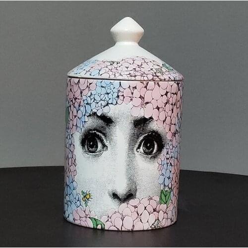 Flower Face Candle Holder Handmade Candles Jar Storage Bin Ceramic Crafts Home Decoration Storage Box