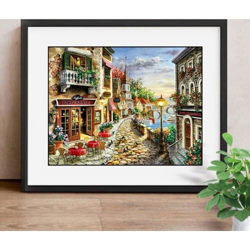 Diy City Landscape Diamond Painting Street Cross Stitch Diamond Embroidery Square Drill Craft Needlework Mosaic Picture