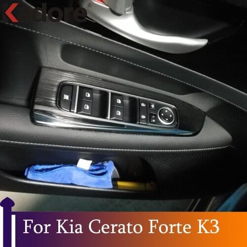 For Kia Cerato Forte K3 2019 2020 2021 Stainless Steel Car Window Lift Switch Panel Cover Trim Interior Accessories Car Sticker