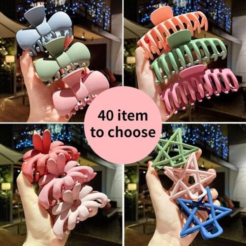 Elegant Acrylic Hairpins Hair Clips Headwear for Women Girls Hair Accessories Korean Solid Large Hair Claws Simple Barrette