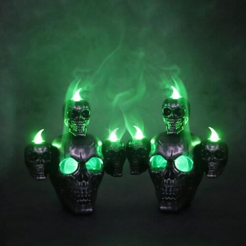 Halloween new product smoke horror skull head lamp pumpkin lamp LED electronic candle light haunted house decoration props