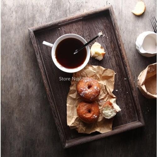 Creative Wooden Tea Trays Rectangular Solid Wood Trays Home Kitchen Storage Tray Food Tray for Household Items Storage