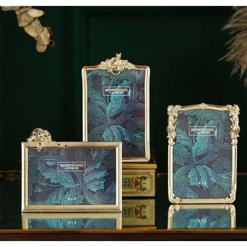 Metal photo frame Photoframes Desktop ornaments Home decoration Animal elements Creative handmade American retro Memorial gift