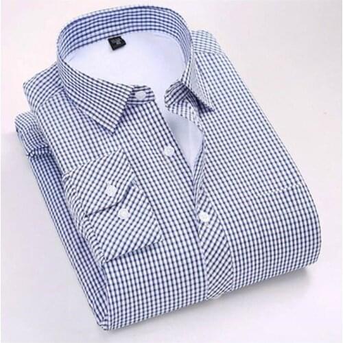 2018 Fashion Mens Slim Shirts Autumn And Winter Thickening Warm PlaidMale Social Shirt Clothing Long Sleeve Mens Autumn Cotton