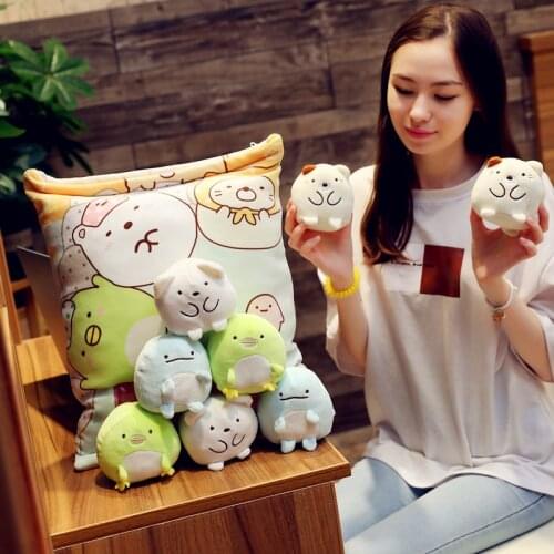 A Bag pudding Of Sumikko Gurashi Plush 8 pcs Japanese Animation Sumikko Gurashi Soft Pillow Corner Bio Cartoon Toyfor Kids Girl