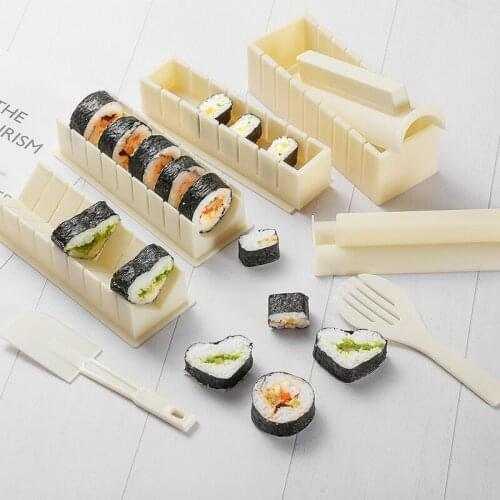 10Pcs/Set DIY Sushi Making Kit Roll Sushi Maker Rice Roll Mold Kitchen Sushi Tools Japanese Sushi Cooking Tools Kitchen Tools