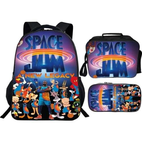 Space Jam Set School Bag Basketball Air Slam Dunk Backpack Lunch Bag Pencil Case Personalise Bag Teenager Boy Best Birthday Gift