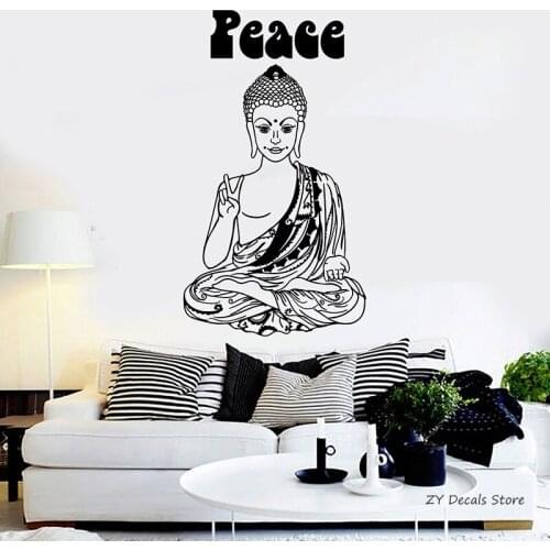 Hippie Buddha Wall Decals Peace Buddhism Wall Stickers For Living Room Pacifism Wall Art Mural Window Wallpaper Home Decor L325