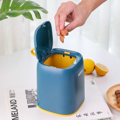 Desktop Small Trash Can Accessories With Cover Mini Lovely Home Sundries Organizer Case Office Car Multifunction Storage Bucket