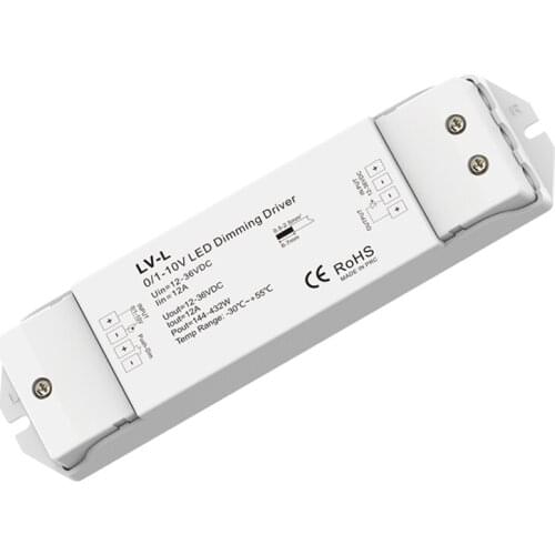 New 0-10V Led Strip Dimmable Driver;12A*1CH 12V-36VDC CV 1-10V Dimming Driver Constant Voltage LED Dim Power Driver Push Dim