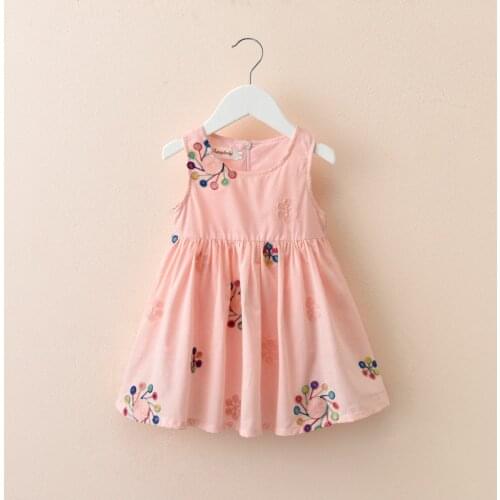 Flower Girls Dress Casual Pink Summer Dresses Fashion Vest Floral Dress Children Clothing Korean Embroidery Princess Dress White