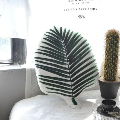 Leaf Pillow Back Support Neck Rest Pillows Nordic Cotton Double Sided Printing Pillow for Home Bedroom Baby Room Decoration
