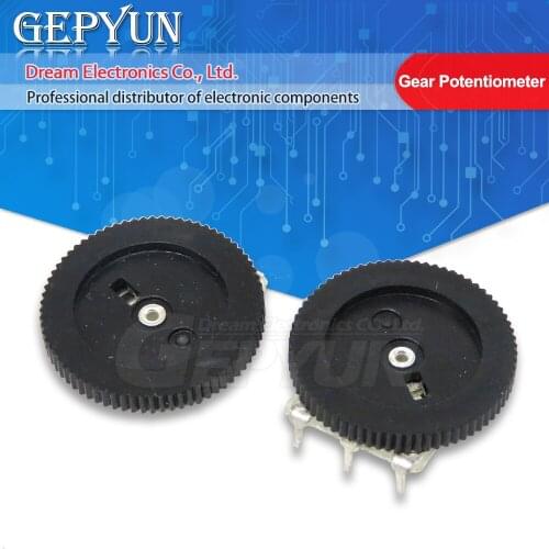 10pcs Volume Wheel Gear Potentiometer B102 B103 B203 B503 B1K B10K B20K B50K 3Pin 5Pin 16*2mm Dial Potentiometer