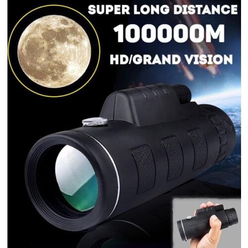 Single Telescope 40X60 BAK4 prism Compass Low-light-level Visibility 100,000m High-definition High-power Mobile Telescope