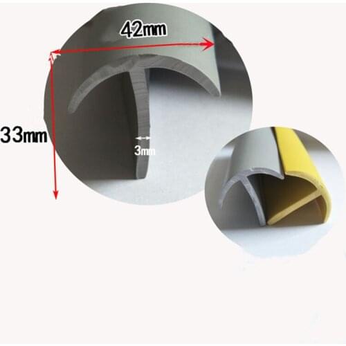 Rubber T Strip for Cable Solar Glass Metal Wood Panel Edge Encloser Shield Sealing 42x33mm Gray Yellow