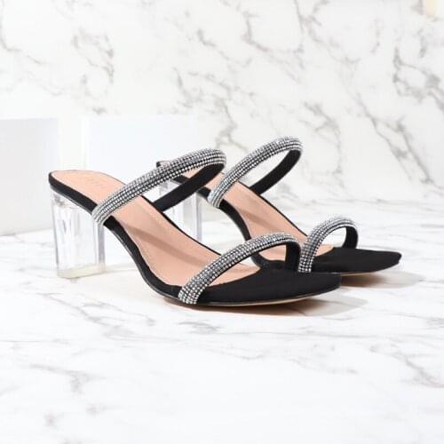 Summer New Women Crystal Sexy Sandals Female Transparent Heels Slippers Ladies Fashion Concise Casual Slippers Slides