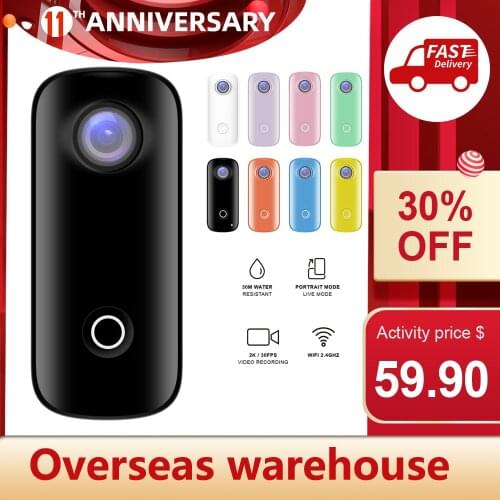 SJCAM C100 Plus Mini Action Camera 2K 30FPS H.265 NTK96675 WiFi 30M Waterproof Sports DV Camera Webcam