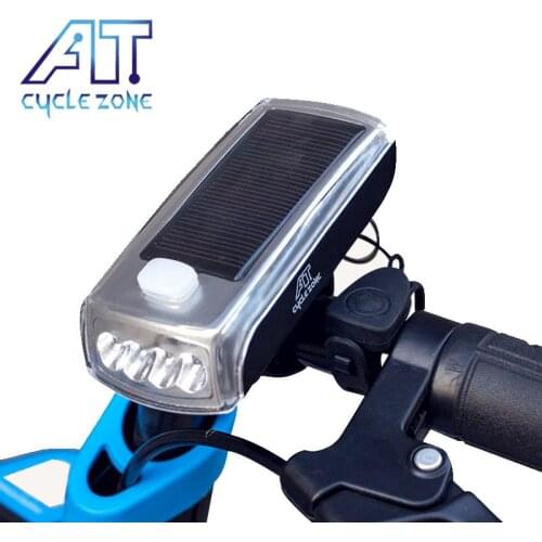 Solar 4 LED Light Bike Front with Bicycle Bell USB Rechargeable LED Flashlight for Bike Lights Bicycle Led Cycling Light
