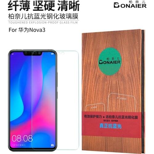Bonaier Tempered Glass for Huawei Nova 3 Screen Protector 9H 2.5D on Nova 3 3i Phone Protective Glass for Huawei Nova 3i+Gift