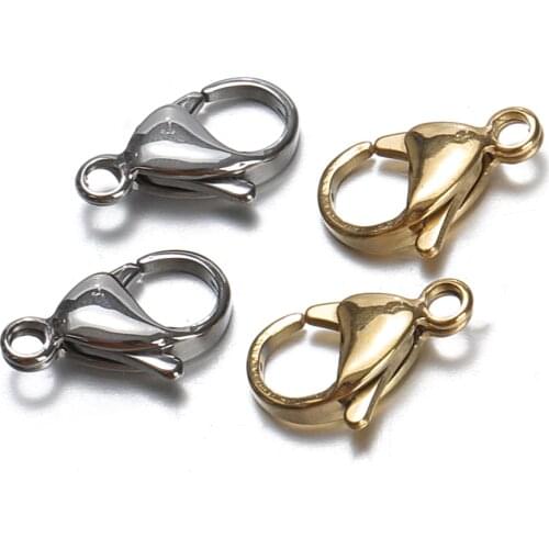 20pcs 9/10/12/15mm DIY Lobster Clasps Stainless Steel Jewelry Finding Clasp Hooks Necklace & Bracelet Chain Jewelry Components