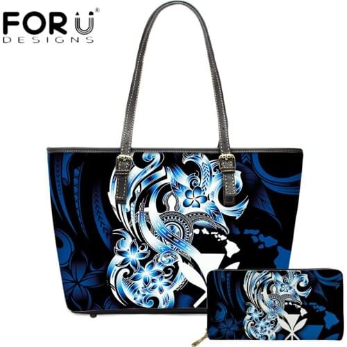 FORUDESIGNS Women Casual Luxury Handbag And Purse Polynesian Hawaii Plumeria Printing Large Leather Shoulder Sac A Main 2020