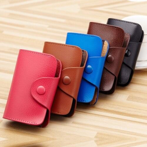 1pc Leather Men Women Student Supply Credit ID Name h23 Purse Wallet Kidss Storage Card Pocket