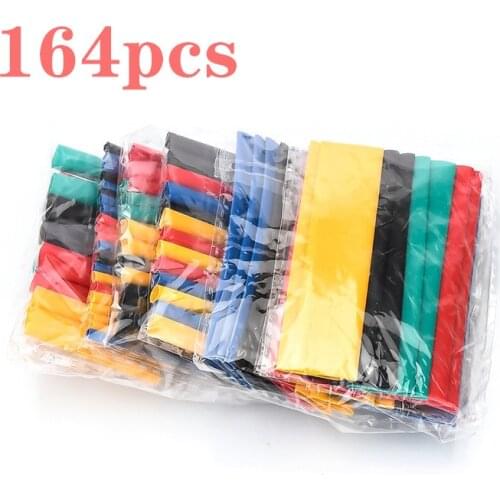 164pcs/328pcs Set Polyolefin Shrinking Assorted Heat Shrink Tube Wire Cable Insulated Sleeving Tubing Set