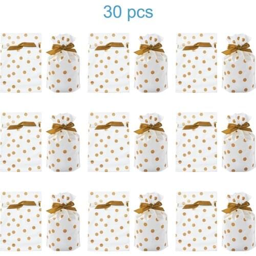 30pc Drawstring Bags Polka Dot Pattern Gift Bag Plastic Candy Bags Orange/Colorful/Pink Jewelry Package