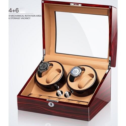 4+6 Automatic Mechanical Watch Winders Luxury Wooden PU Leather Storage Box Collection Watch Display Winder Box uhrenbeweger