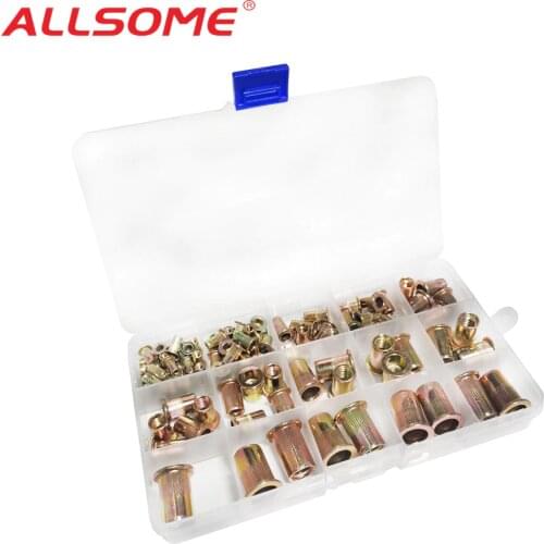 ALLSOME 93Pcs Carbon steel Rivet Nut Rivnut Insert Nutsert KIT M3 M4 M5 M6 M8 M10 HT2910