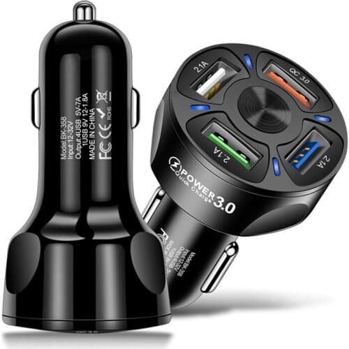 4 Ports USB Car Charger Quick Charge 3.0 Fast Car Cigarette Lighter For Samsung Huawei Xiaomi iphone Car Charger QC 3.0