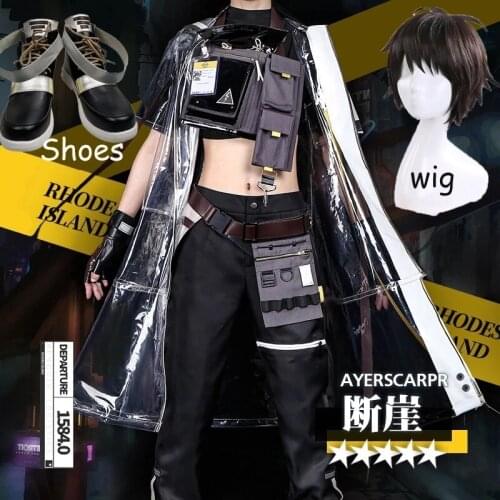 Ayerscarpe Cosplay Costume Game Arknights RHODES ISLAND Messenger Version 2.0 Game Suit Uniform Costume Halloween Wig Shoes