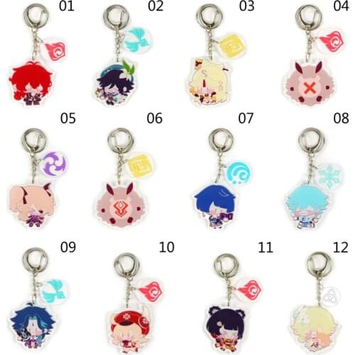 1Pcs Anime Genshin Impact Acrylic Figure Pendants Keychain Accessories Gift Lumine Diluc Ragnvindr Cartoon Keyrings