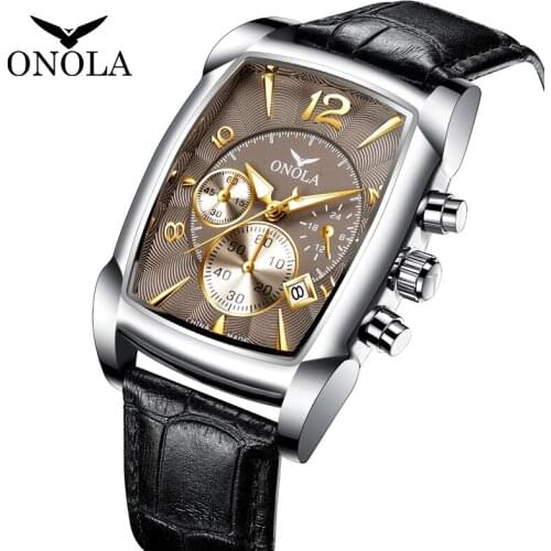 2020 Mens Luxury Leather Band Gold Watch Top Brand Relogio Masculino Rectangle Quartz Watch Man Business Watches Mens