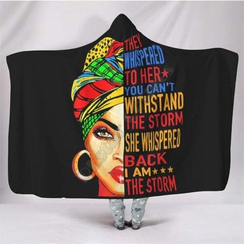 Black Woman Hooded Blanket 3D printed Wearable Blanket Adults Kids Various Types Hooded Blanket Wearable 16