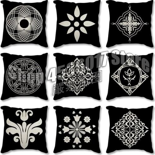 Black Polyester Cushion Cover Decorative Cushions Pillowcase for Sofa Home Decoration Cotton Linen Throw Pillowcover 45*45cm