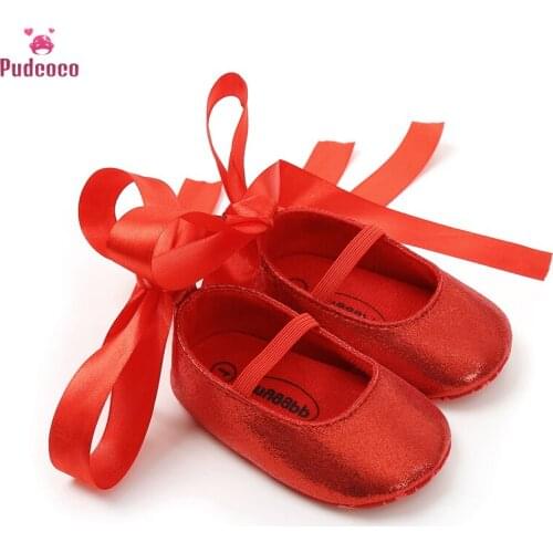 Infant Prewalker Walking Shoes Baby Girls Soft Soled Solid Lace Up PU Princess Striped Crib Shoes For Newborn