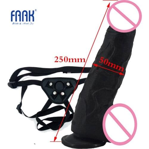 FAAK Strap on Thick Huge Silicone Dildo Harness 9.84*1.96" Big Lesbian Couples Game Anal Plug Stuffed Erotic Sex Women Toy Men