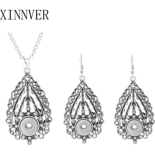 Hot Sale High Quality Vintage Xinnver Snap Jewelry Set "Snap Pendant Necklace Snap Earrings" Fit 12mm Snap Buttons Jewelry ZG122