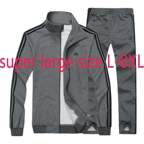 New Arrival Fashion Spring Thin Men Sportswear Oversized Two Piece Thick Stand Collar Casual Hoodie Set Plus Size L-6XL 7XL 8XL