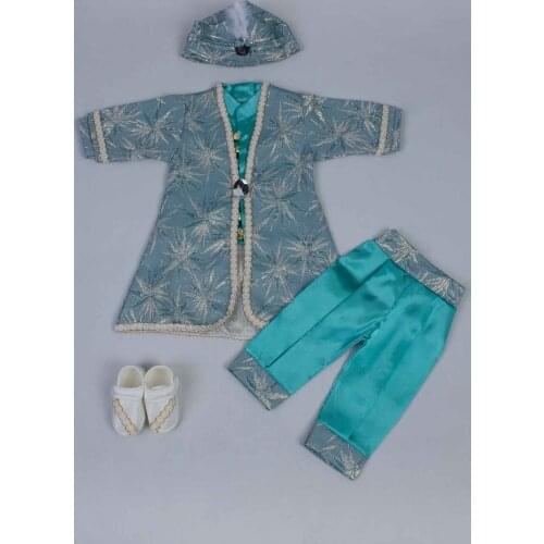 Green Newborn Baby Boy Suit Prince Ottoman Sultan Prince Gentleman Men Dolls 5Piece Male Babies Set Clothing Special Occasions