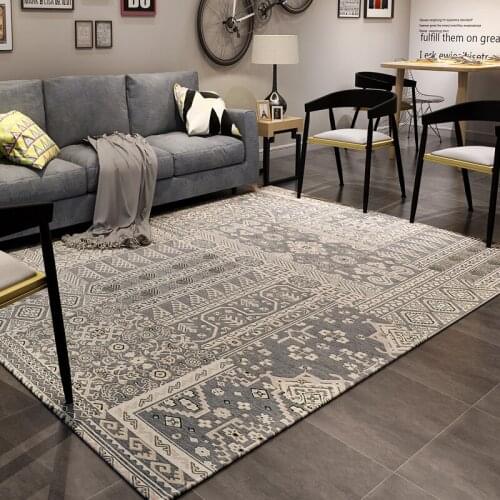 European Living Room Style Carpet Coffee Table Blanket Rectangular Home Decoration Woven Gray Mat Simple Study Bedroom Floor Mat