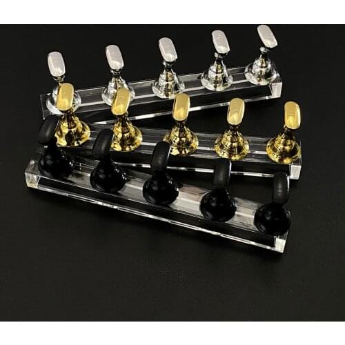 1 set 3 colors Magnetic Nail Holder + 5 Tips Practice Display Stand Alloy Nail Art Polish Showing Shelf Manicure Tools 2021 new