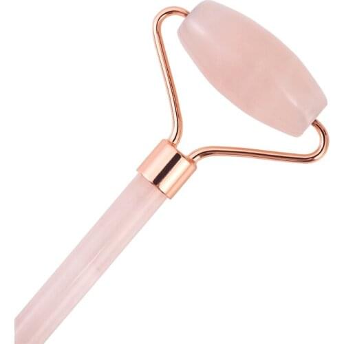 Rose Quartz Roller Facial Massager Powder Crystal Roller Jade Roller Scraper Mask Brush Three-piece Beauty Face-lifting Tool