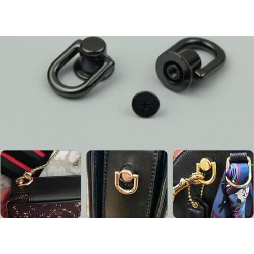 1pcs Metal Round D O Ring Stud Side Clip Bag Screw Nail Rivet Strap Connector Hang Buckle DIY Purse Leather Accessories