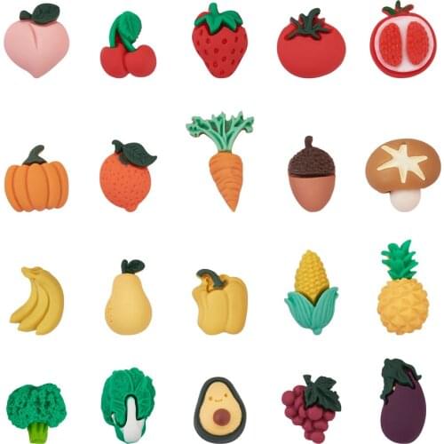 80Pcs Mixed Resin Cute Vegetable Fruit Flatback Cabochons Scrapbook For DIY Embellishments Decor Jewelry Making Charms Decor