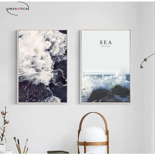 Sea Spray Landscape Nordic Unframed Canvas Painting Wall Art Posters Prints Pictures For Kids Room Home Decor