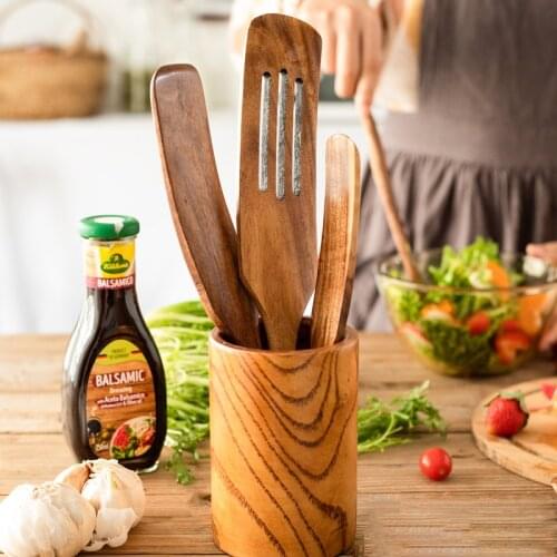 Wooden Kitchen Utensil Set, Acacia Spurtle Kitchen Sets Non-Stick Wooden Cooking Utensils Spatula Slotted Spurtle Spatula Sets
