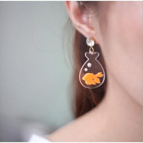 New fashion The goldfish Water bag Transparent fish tank carp for women girl gift cute fish earrings jewelry